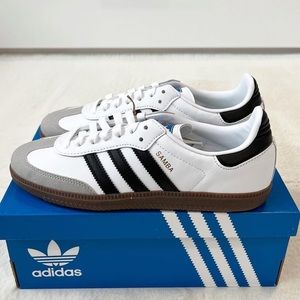 Adidas Samba OG Leather Retro Sneakers White Black New in Box